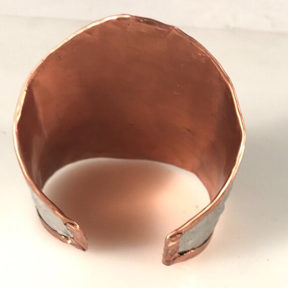 Wintery Snowflake Wide Cuff Bracelet Copper Silver Handmade Holiday Gift Boho - Picture 6 of 7